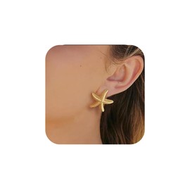 Starfish Earrings For Women，Gold Silver Summer Beach Jewelry Trendy Star Funny Starfish Earrings For Women Jewelry (small gold)