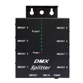 DMX Splitter, 1 Input 8 Output DMX512 LED Signal Distributor with Signal Indicators, Black (DMX512-SPlitter Iron)