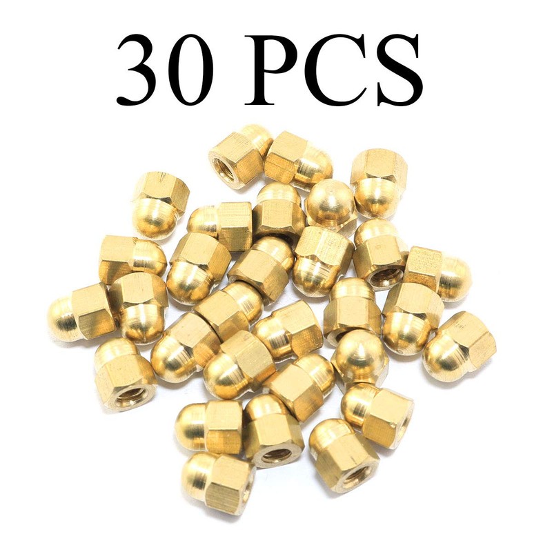 Pro Bamboo Kitchen 30pcs M4 Brass Hexagon Cap Nut Gold