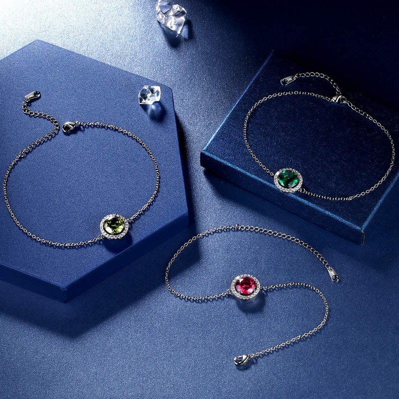 beautlace May Birthstone Bracelets Silver Plated Round Shape Charm Bracelet