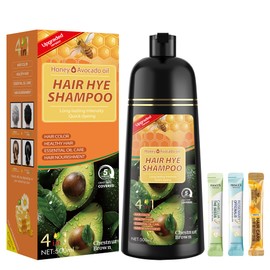 Chestnut Brown Hair Dye Shampoo 3 in 1 for Women & Men 100% Gray Hair Coverage - Herbal Ingredients Natural Plant Hair Color - Hair Dye in Minutes 17.6 Fl Oz