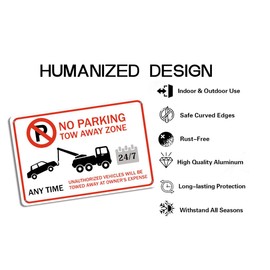 No Parking Tow Away Zone Sign Fire Lane Sig Street Garage No Parking Home Bar Cafe Store Warning Parking Door Wall Decor Sign 8x12 inch