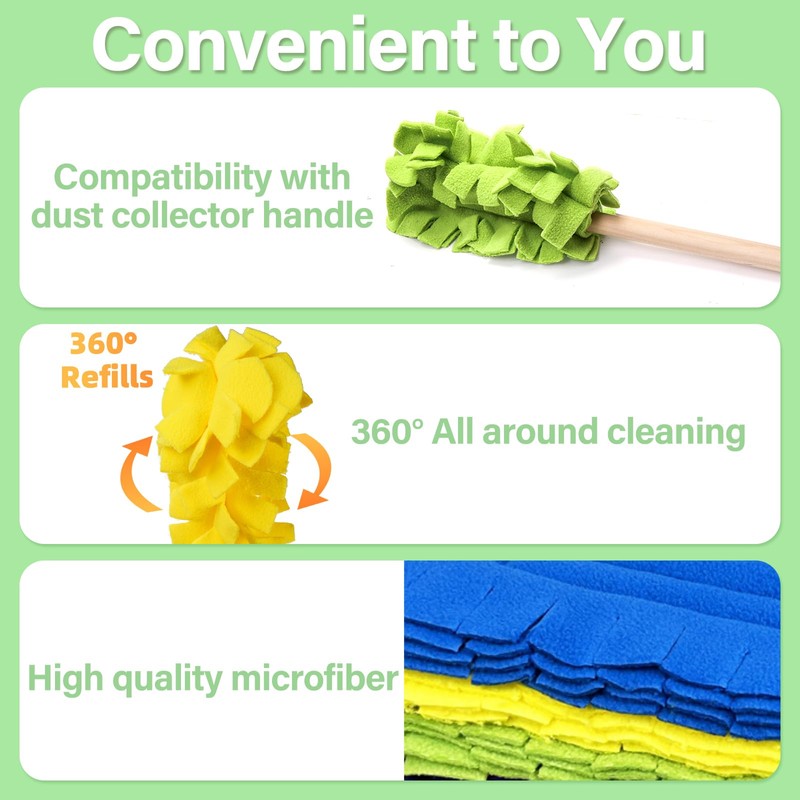 WRINGKIT 15 Pieces Reusable Duster Refill, 360° Heavy Duty Fleece