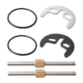 Washbasin Taps Screw System 1 Set with M6 Screw 80mm Two Hole Fitting Kit for Faucet Fixing Includes Horseshoe Fixing Plate, Nuts, Rubber Washer and 2 x O Gaskets