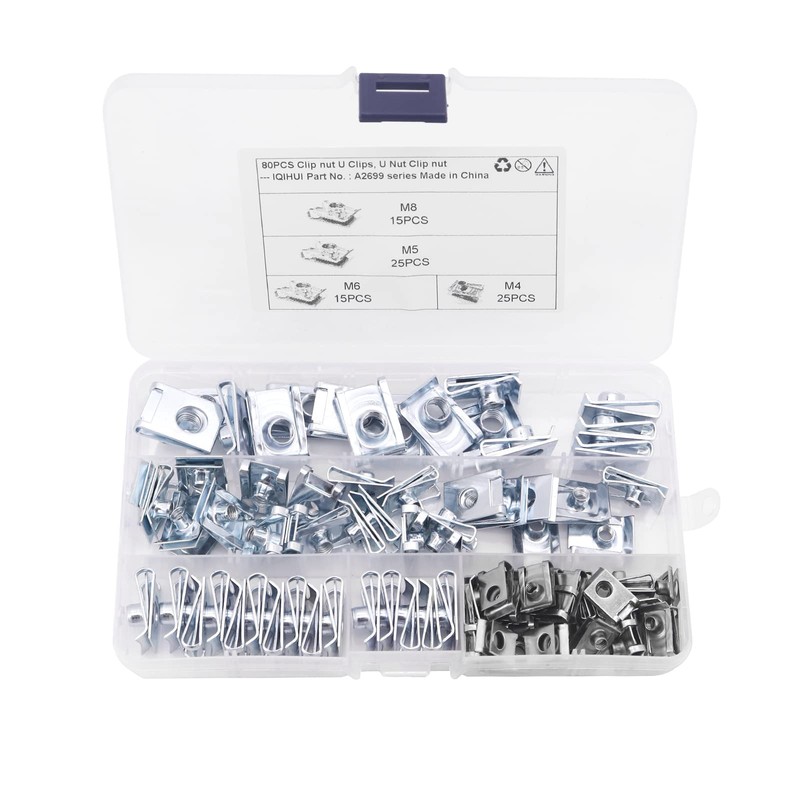 Yuhtech 80 Pcs 4 Size Stainless Steel U Clips M4