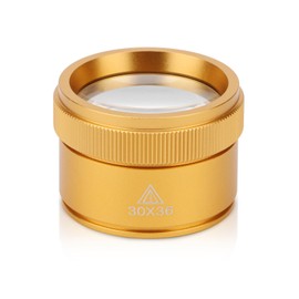 Rongon 30X Jewelers Loupe Magnifier - Pocket Metal Magnifying Glass for Jewelry Inspection, Watch Repair & Stamp/Rock Collection, Portable 30X36MM Lens with Sturdy Case (Gold)