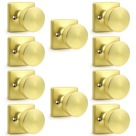 Probrico Bulk Dummy Door Knobs Interior 10 Pack, Brushed Gold Round Ball Door Handles for Closet, Modern Single Sided Dummy Door Knobs Without Key