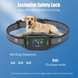 Smart Bark Collar for Small Medium Large Dogs, Rechargeable Anti Bark Collar for Dogs with Exclusive Safety Lock, Dog Barking Collar with 7 Adjustable Sensitivity, 5 Working Modes & IPX7 Waterproof