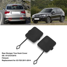 Rear Bumper Tow Hook Cover Black ABS Replacement for X3 F25 2011-2014 OE 51127272415 ABS Material for X3 F25 2011-2014