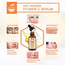 Vitamin C Serum Gesicht - Anti-Wrinkle & Boosts Collagen | Serum Vitamin C with VC & Hyaluronic Acid | Vitamin C Serums Skin Brightening & Hydration für Gesicht Repair Damages Skin Cells - 30ml