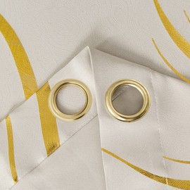 MYRU 2 Panels Set Foil Print Striped Curtains for Living Room Bedroom (Beige and Gold, 2 x 54Wx84L)