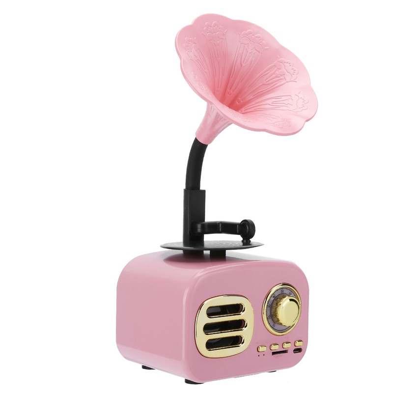 Portable Phonograph Vintage Retro Bluetooth Speaker Loudspeaker Box Equipment Accessorypink