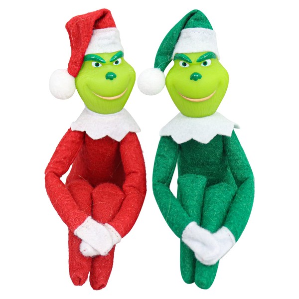 Claofoc Set of 2 Christmas Grinch Plush Toys Cuddly Toy