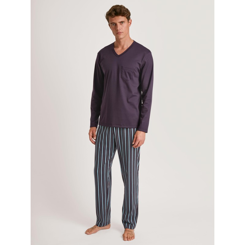 CALIDA Relax Streamline Men's Short Pyjamas 100% Cotton, plum