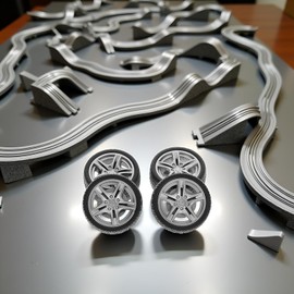 4Pcs Black Tires,48mm Simulation Rubber Wheel Tire Wheel Toy Model DIY RC Spare Parts Easy Installation Small in Size,Remote and App Controlled Vehicles and Parts,Sets