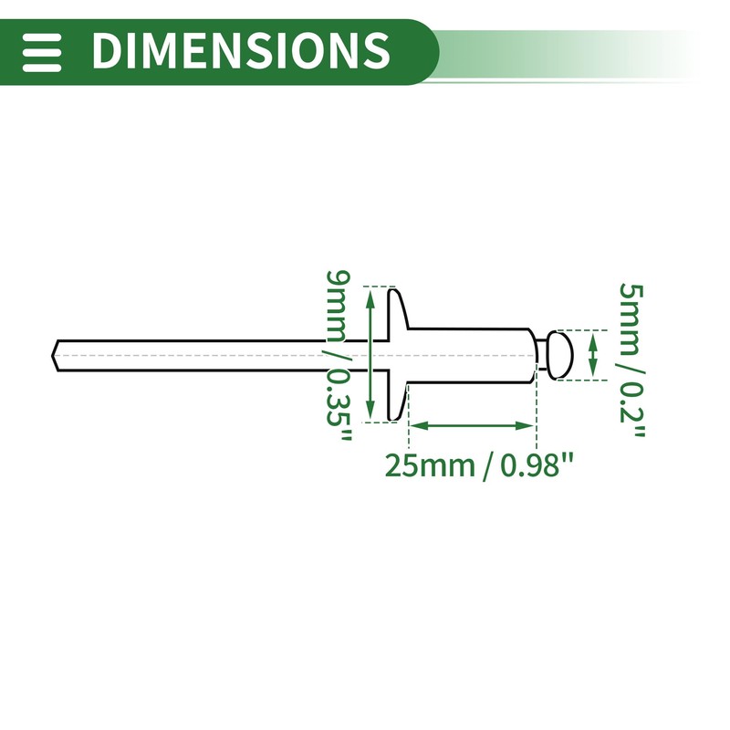 Motoforti Open End Large Flange Blind Rivets 5mm Grip Diameter
