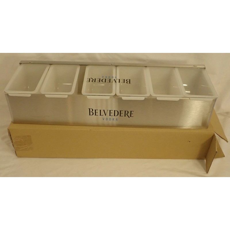 Belvedere Metal Condiment Caddy Tray w Removable Compartments NEW bar