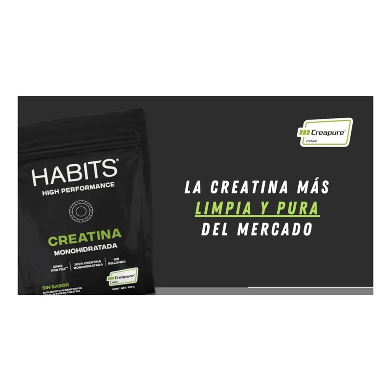 Habits, Creatina Monohidratada 300 Gr. Sin Sabor, Sfn.