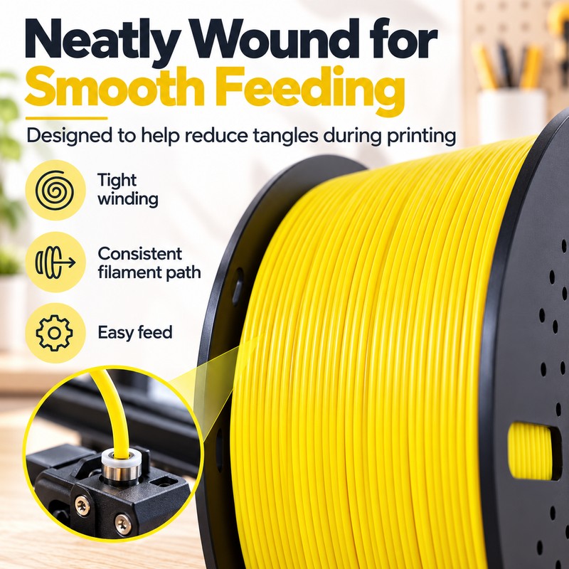 1KG 3D Printer Filament for FDM Printing – 1.75mm Yellow