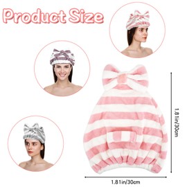 LAGAHS 3PCS Microfiber Hair Towel Caps, Quick Dry Hair Wrap Towels, Super Absorbent Turban with Bow-Knot, Ultra Soft Anti Frizz for Curly Long Thick Wet