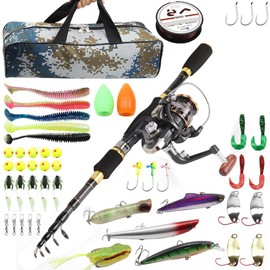 Fishing Rod Kit Carbon Fiber Telescopic 1.8m Fishing Pole and Reel Combo with Line Lure Hooks Carrier Bag