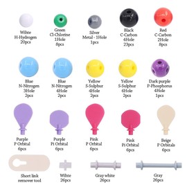 Swpeet 178 Pcs Molecular Model Kit for Inorganic & Organic Molecular Model Teacher and 16 Years and Over Teenages Kit - 69 Atoms & 30 Orbitals & 78 Links & 1 Short Link Remover Tool - Science Toys