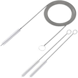 60 Inch Long Drain Wire Brush, Flexible Auto Sunroof Hose Cleaning Brush with 2 Slim Straw Cleaning Brushes, Stainless Steel Nylon Vehicle AC Drain Line Pipe Dredging Tool for Cars, Fridges