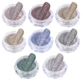Unbranded 8 Colors Reflective Nail Glitter Sparkling Crystal Nail Powder Shiny Nail Decor
