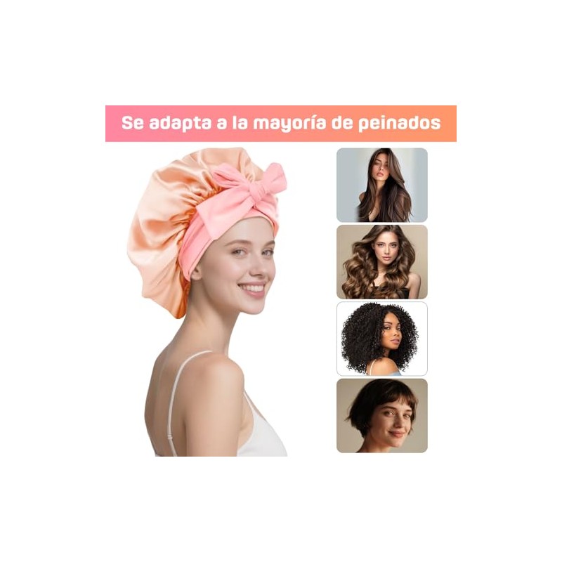 Set de 4 Piezas para Dormir, 2 Gorros de Seda