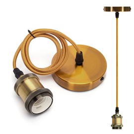 Aigostar Metal E27 Vintage Lamp Holder, E27 Retro Lamp Suspension with Cable, Vintage Pendant Light with Ceiling Mount, 1 m Cable, Bronze