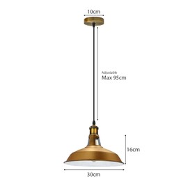 LEDSone Ceiling Pendant Light Single Head E27 Base Metal Lampshade Height Adjustable Hanging Pendant Lighting, Industrial Ceiling Light for Bedroom Living Room Kitchen Restaurant