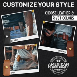 American Bench Craft Leather Multitool Sheath fits Leatherman Wingman, Sidekick, Reber, Rev, Fuse | Riveted Leatherman Case for Belt | Premium Full Grain Leather Sheath/Holster with Brass Snap - Brown
