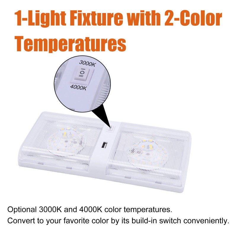 Facon 12V LED RV Interior Reading Lamp Wall Sconce With
