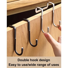 8 Ganchos Para Gabinete En Forma De S Doble De Acero Inoxidable 304 Adecuados Para Cocina, Armario, Baño, Cajón Puerta De Gabinete Puerta De Gabinete. Puedes Colgar Bolsos, Ropa Y Toallas.(Black)