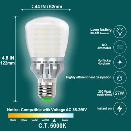 HAONIULED LED Light Bulb, A19 250W Equivalent, 3670 Lumens, 5000K Cool Daylight White 27W LED Corn Light Bulb E26/E27 Light Bulbs Non-Dimmable (Pack of 2)
