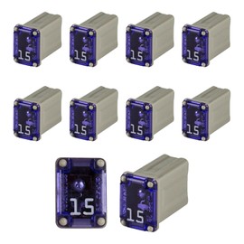 QBOONPT 10PCS 15 Amp Car Micro Cartridge Fuse Tap, Automotive Low Profile Mini Box Shaped Fuse Kit, Slow Blow FMM Mcase Type Fuses Replacement, Modification Accessories for Trucks, Cars and SUVs