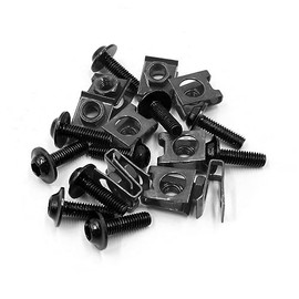 10pcs Metal U-Type M6 Motorcycle Fairing Fasteners Clips w Black Bolts Screws 1996-2023
