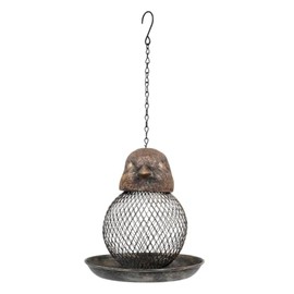 Transpac Rustic Gold Tone Big Bellied Resin Decorative Tabletop Outdoor Garden Bird Feeder