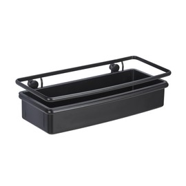 WENKO Molinella Wall Shelf Bathroom Shelf with Deep Basket for Secure Stand of Toiletries Made of Matt Painted Stainless Steel with Plastic Insert 30 x 8.5 x 14 cm Black