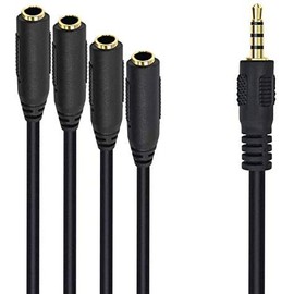 Traovien 3.5mm Splitter Cable, 3.5mm 1/8" TRRS Stereo Plug Male to 4 Female Audio AUX Headphone Splitter Cable for Headset 3.5mm Audio Headphone (1Ft)(3.5mm 4pole 1 M/4 F)