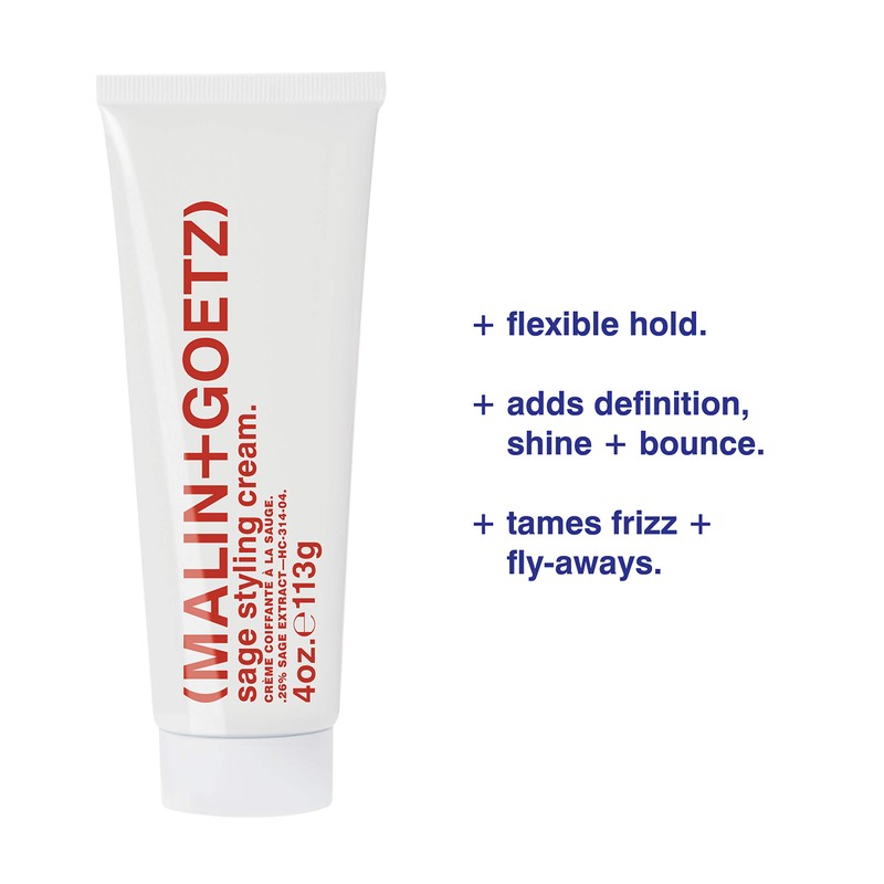 Malin + Goetz sage styling cream—lightweight, versatile for all hair