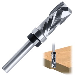 ESTVIIG Spiral Flush Cutter 8 mm Shank, Up Down Cut, Solid Carbide Milling Cut, Spiral Cutter, Ribbed Base, Double Ball Bearings for DIY Woodworking