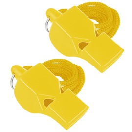 TOPTIE 2 PCS Sports Whistles with Lanyard, Metal Whistles for Lifeguards Survival Emergency Training-Yellow