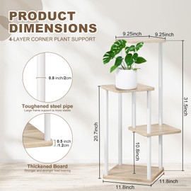 YOCOMEY 4 Tier Indoor Plant Stand Flower Shelf for Multiple Plants Corner, Tall Flower Holders for Patio Garden Living Room Balcony Bedroom(White Oak)