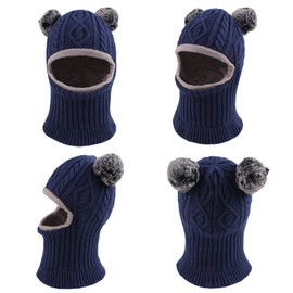 XIAOHAWANG Winter Hat Boys Warm Knitted Hat Girls Thick Children's Hats Windproof Cold Protection Hat for Baby Children, navy