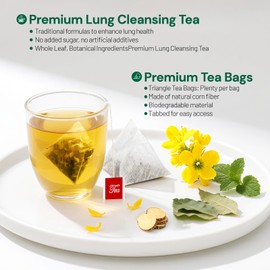 Natural Mullein Tea Bags for Lungs -Mullen Leaf & Herbal Blend Mint Leaves for Respiratory Support & Detox Tea Caffeine-Free 20Bags