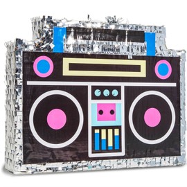 BLUE PANDA Boombox Pinata - 80s and 90s Theme Party Decorations, Hip Hop, Retro Birthday Supplies (16.5x12.8x3 In) - 90s Party Decorations - Boom Box Decor Pinata