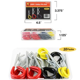 Wellmax 20 Pcs R Clip Assortment in 7/64", 9/64", 5/32" Zinc-Plated Steel Clips, Small Cotter Pins for Use on Hitch Pin Lock System, Assorted Cotter Pins, Hair Pin Assortment Kit, R Clips