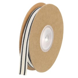 sourcing map Natural Cotton Stripes Ribbon, 1cm x 9.1m, Classic Striped, Perfect for DIY Crafts, Home Decor, Gifts, Occasions