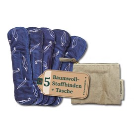 BewusstGrün® 5 Organic Fabric Sanitary Pads + Wet Bag & Care Instructions I 100% Organic Cotton I 3-Layer Protection and Comfort in the Period, Washable Pantiliners